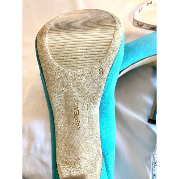 XAppeal Turquoise Size 8 Microfiber 5” Stiletto Heel Platform Pump Shoe - Picture 5 of 7